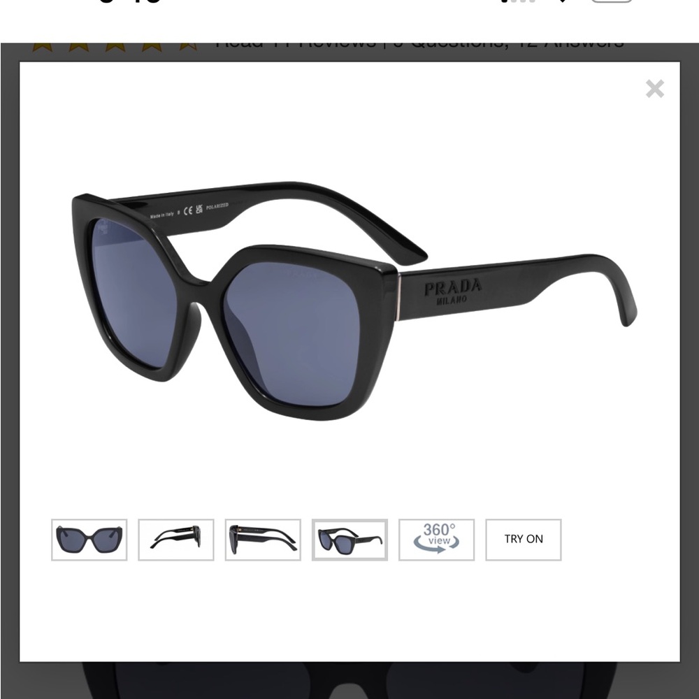 NWT Prada Elegant Black Sunglasses